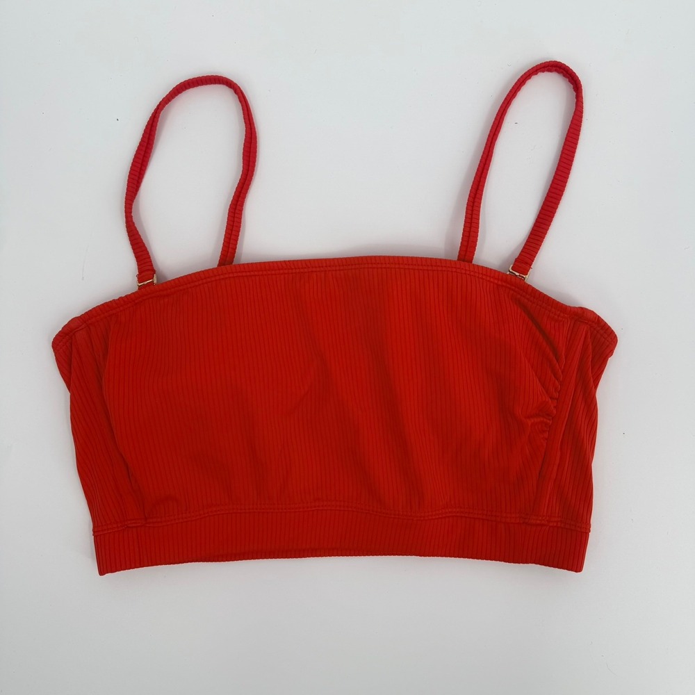Xhilaration Bikini Top Ribbed Bandeau Modern Women Size Medium Red Swimwear Top